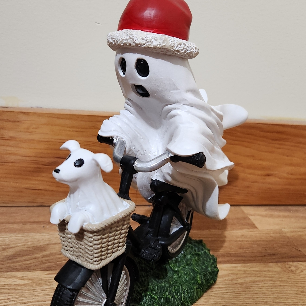 Christmas Ghost On Bicycle Figure NEW